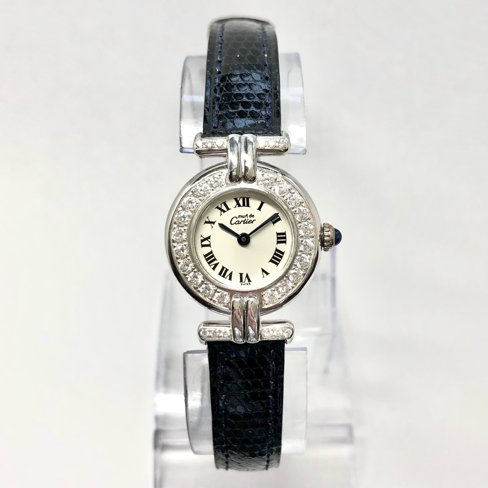 CARTIER VERMEIL COLISEE Quartz 24mm Silver 0.61TCW Diamond Watch White Dial
